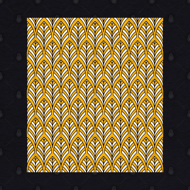 Art Deco Pattern no 36 - Yellow - BOHO Feather Pattern by Millusti